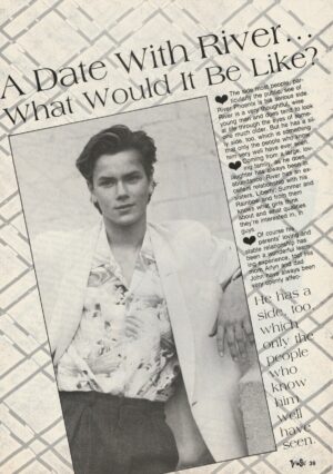 River Phoenix teen magazine clipping date with River Teen Set 2 page