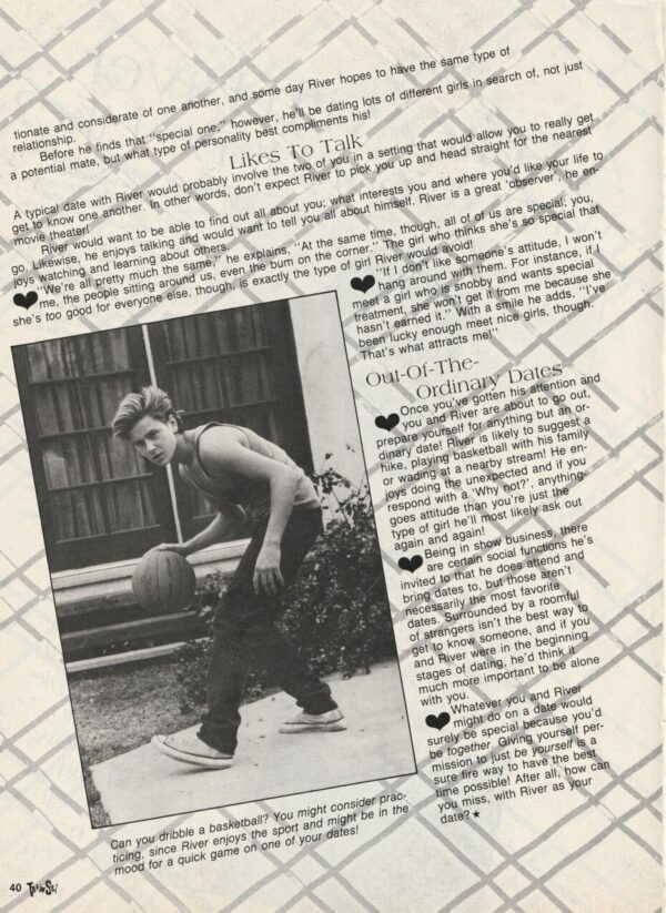 River Phoenix teen magazine clipping date with River Teen Set 2 page - Image 2