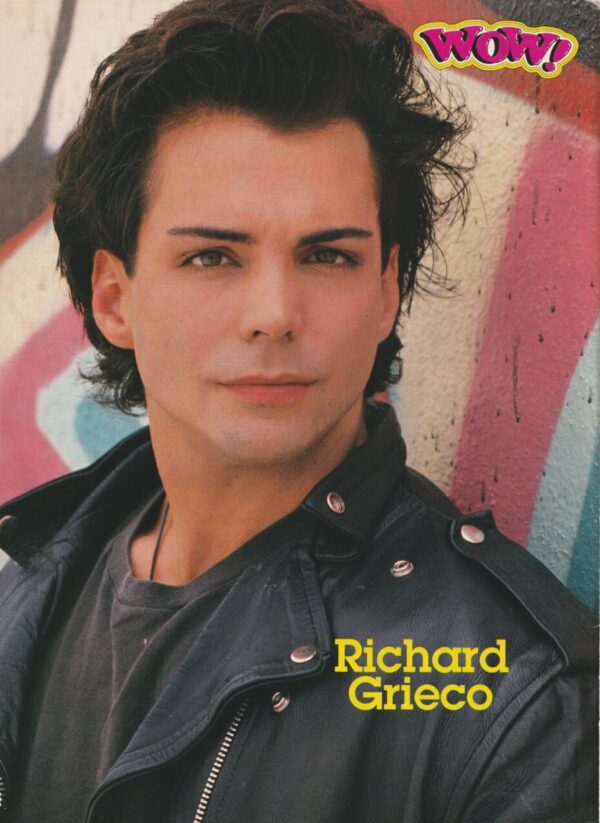 Richard Grieco teen magazine pinup leather jacket close up