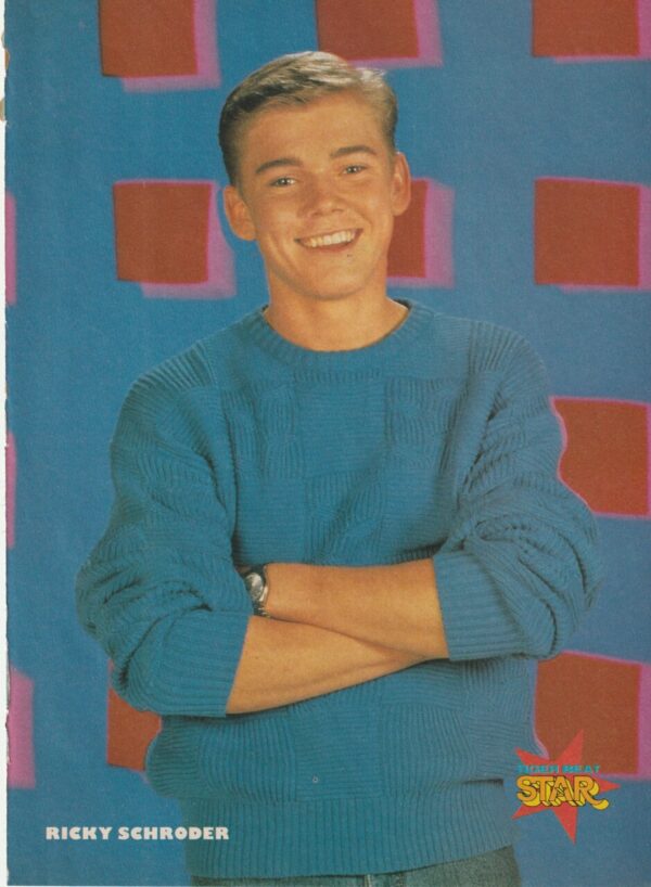 Ricky Schroder teen magazine pinup blue sweather crossed arms Star mag pix