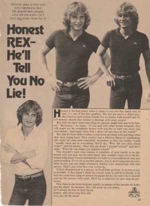 Rex Smith Scott Baio teen magazine clipping honest Rex he'ss tell you no lie Tiger Beat