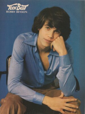 Robby Benson teen magazine pinup brown pants blue shirt hand on face Teen Beat