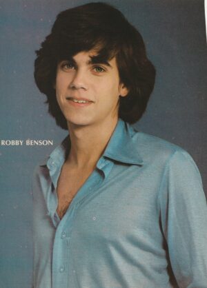 Robby Benson teen magazine pinup chest hair blue shirt actor