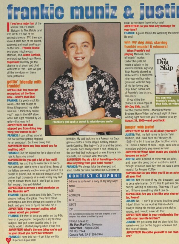 Take 5 Frankie Muniz teen magazine pinup hot poses boyband Superteen - Image 2