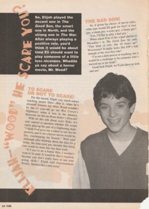 Elijah Wood teen magazine clipping Tutti Frutti young age 14 He Scares You