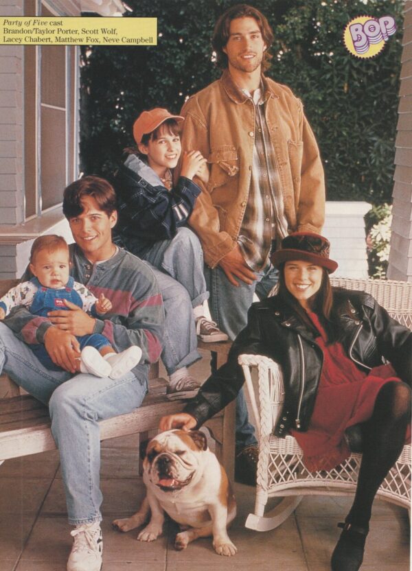 Party of Five Cast picture pinup Matthew Fox Lacey Chabert Neve Campbell Scott Wolf 90's tv show