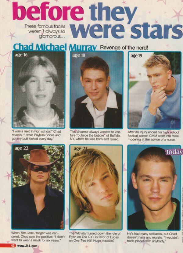 Chad Michael Murray teen magazine clipping Before they were stars pictures J-14 One Tree Hill