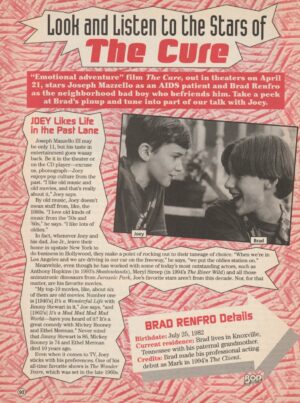 Brad Renfro Joseph Mazzello teen magazine clipping Look and Listen to the stars of the Cure Bop