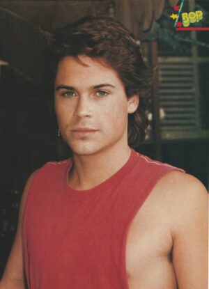 Rob Lowe Julian Lennon teen magazine pinup red shirt muscles Bop