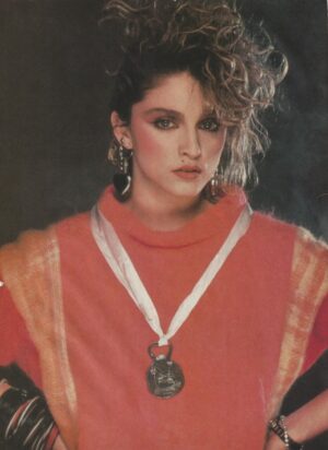 Madonna teen magazine pinup clipping music star Bop red shirt necklace