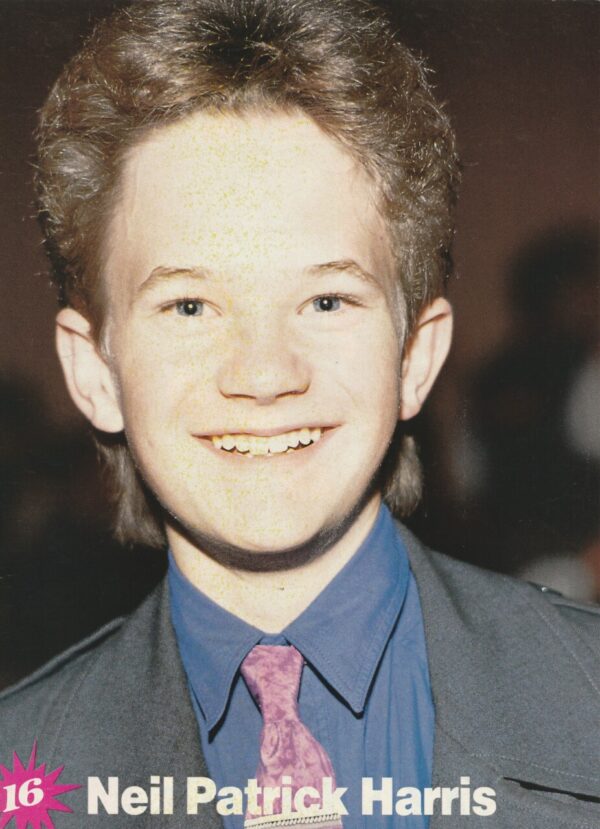 Neil Patrick Harris teen magazine pinup pink tie blue shirt 16 mag 80's child star