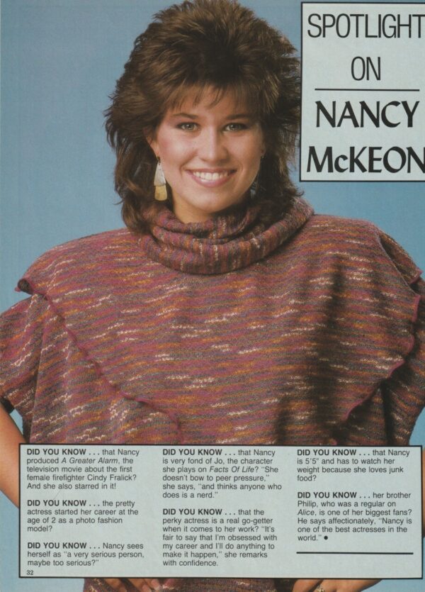 Nancy Mckeon teen magazine pinup Teen Machine blue shirt actress Facts of Life - Image 2