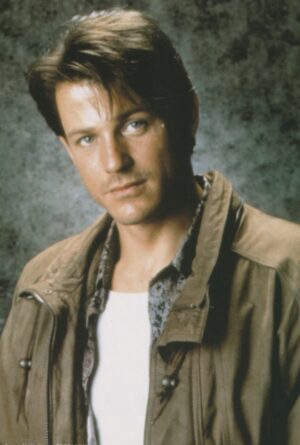 Michael Pare teen magazine pinup lips brown jacket Japan pix picture