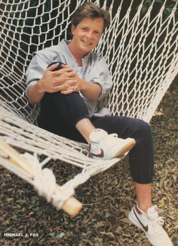 Michael J. Fox teen magazine pinup hammock Teen Machine pix clipping