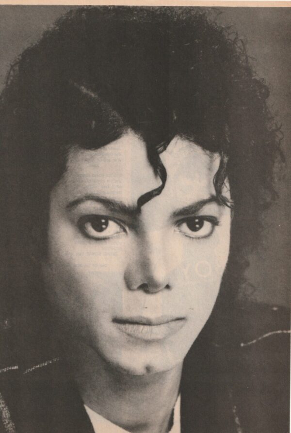 Michael Jackson teen magazine pinup black and white close up 80's