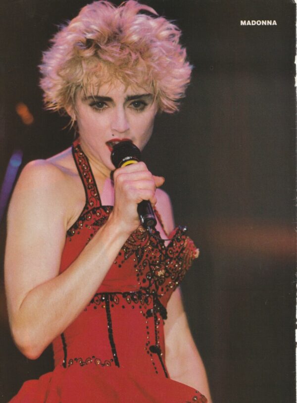 Madonna teen magazine pinup red dress mic Teen Machine