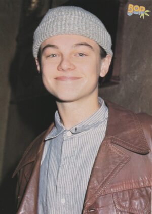 Leonardo Dicaprio Luke Perry teen magazine pinup grey beanie hat child star Bop picture