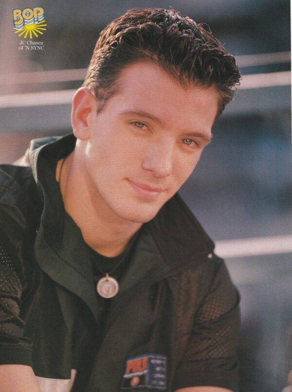 JC Chasez Nsync teen magazine pinup clipping black shirt necklace Bop teenager 90's Nsync