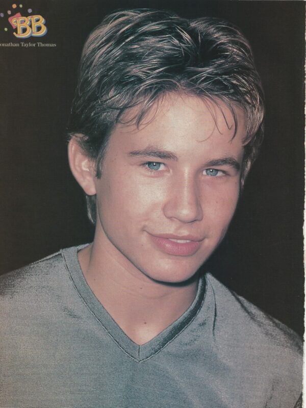 Jonathan Taylor Thomas teen pinup grey shirt headshot pix JTT BB celebrity young boy