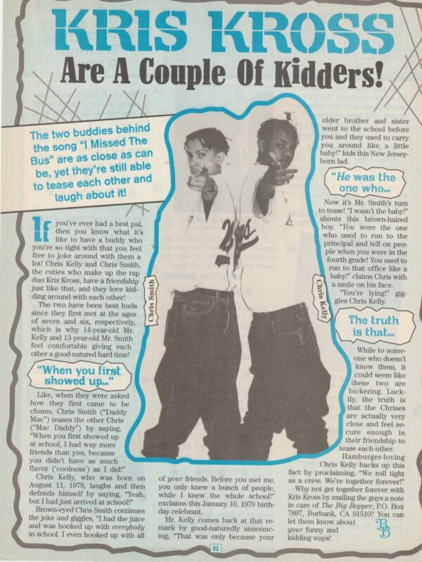 Kris Kross teen magazine clipping a couple of kidders BB vintage