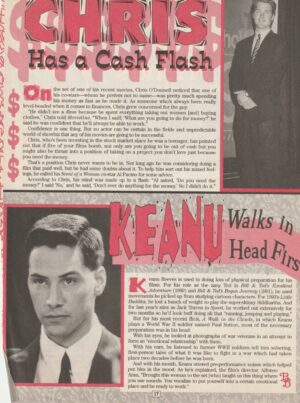 Keanu Reeves Chris O'donnell teen magazine article walks in head first BB