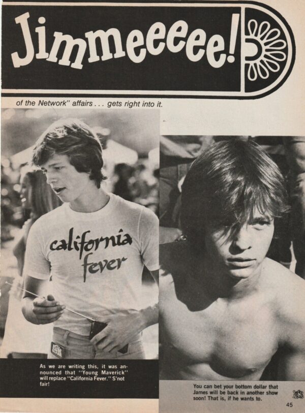 Jimmy Mcnichol teen magazine pinup shirtless California Fever