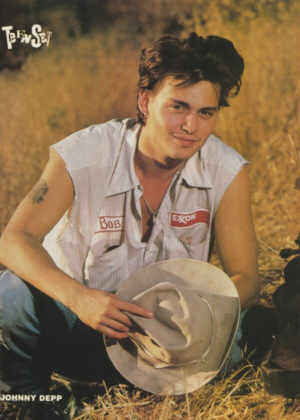 Johnny Depp Christian Slater teen magazine pinup fields Teen Set cowboy hat