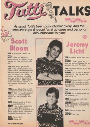 Jeremy Licht teen magazine clipping Tutti Talks teen idols pix