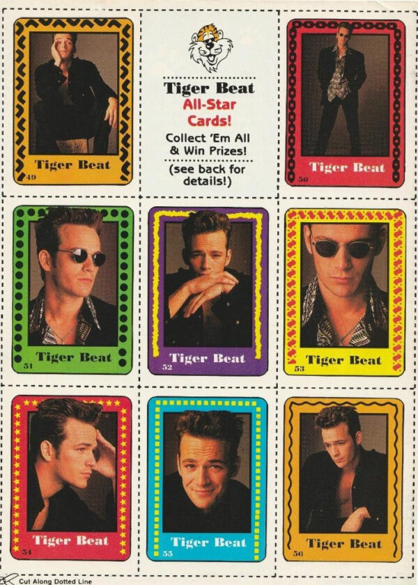 Luke Perry teen pinup 8x10 younger headshot Beverly Hills 90210 Tiger Beat cards