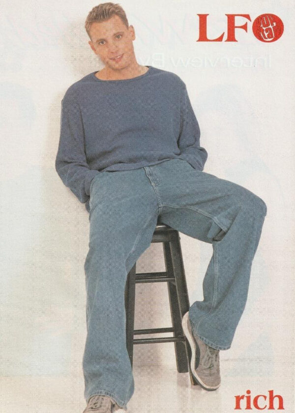 Rich Cronin LFO teen magazine pinup clipping 8x10 Pop Star bar stool blue shirt