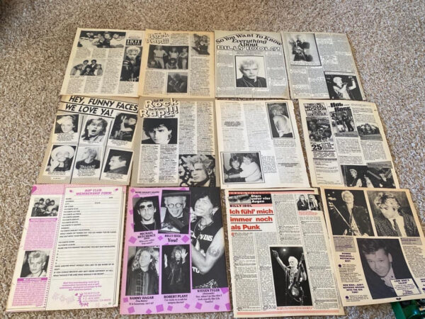 Billy Idol teen magazine pinup clippings lot Teen Beat Bop Tiger Beat Pix - Image 2