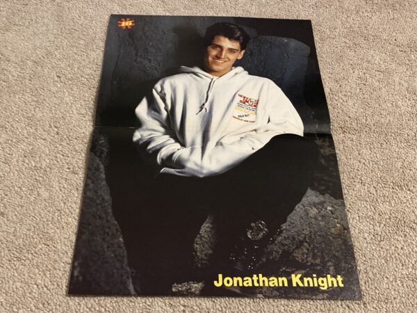 Jonathan Knight Danny Wood teen magazine poster black jeans New Kids on the block white sweatshirt 16 mag