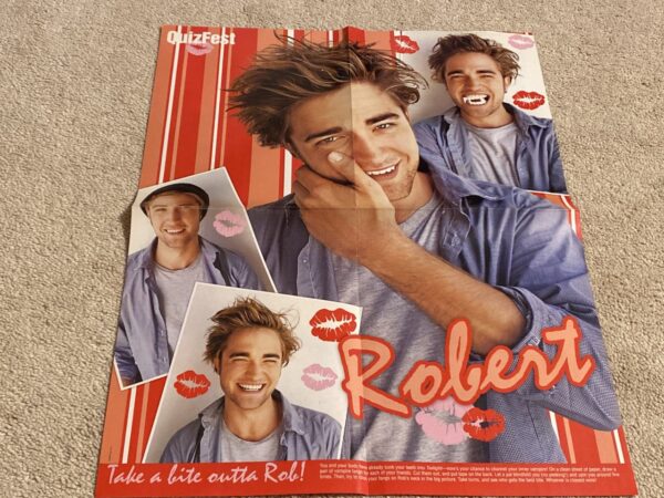 Miley Cyrus Robert Pattinson teen magazine poster clipping pink blanket dog - Image 2