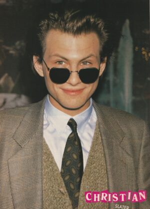 Christian Slater teen magazine pinup Sun glasses Wow teen idols rare clipping