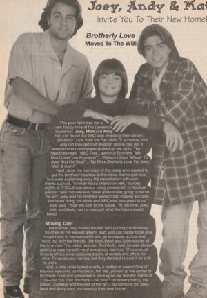 Joey Lawrence Matthew Lawrence Andy Lawrence teen magazine clipping Invite you in their new home WB