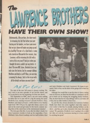 Joey Lawrence Matthew Lawrence Andy Lawrence teen magazine clipping Have their own show Tutti Frutti