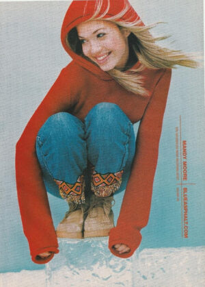 Mandy Moore teen pinup clipping ice red hoodie jeans 90's Bop YM Teen Beat pix