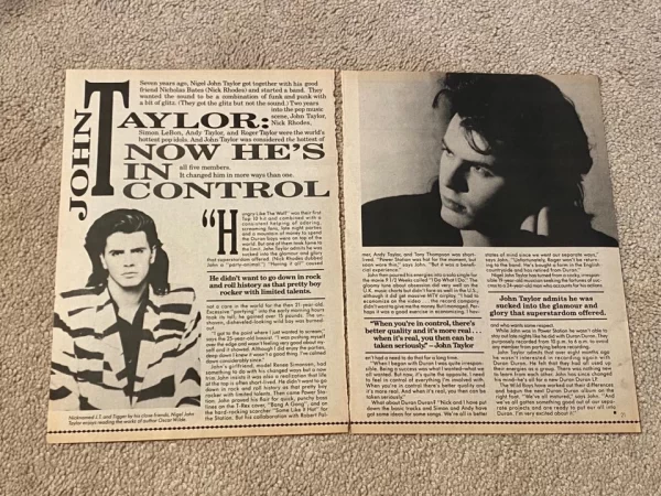 Duran Duran teen magazine pinup clipping John Taylor in control 16 magazine pix