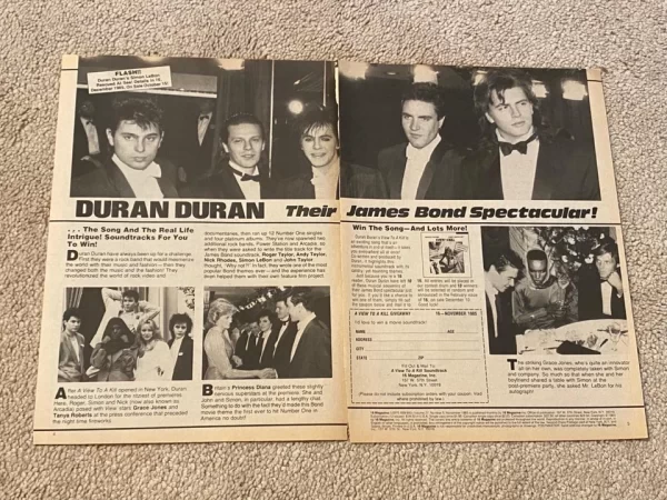 Duran Duran teen magazine pinup clipping James Bond Spectacular 2 pg Teen Beat