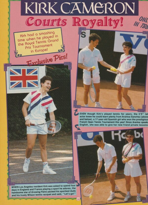 Kirk Cameron Chad Allen teen magazine pinup clipping shorts tennis legs pix Bop
