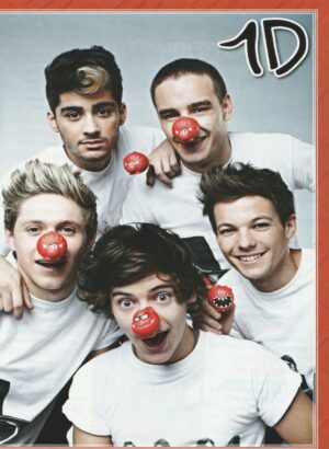 One Direction teen magazine pinup clipping red nose J-14 Bop Tiger Beat funny