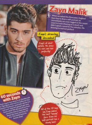 Zayn Malik Liam Payne teen magazine clipping drawing rare One Direction