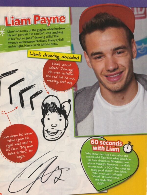 Zayn Malik Liam Payne teen magazine clipping drawing rare One Direction - Image 2