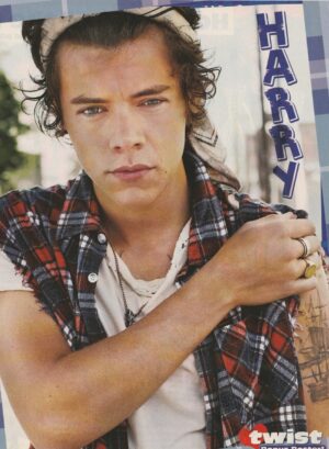 Harry Styles teen magazine pinup One Direction headshot Twist arms muscles
