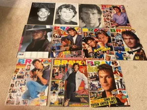 Patrick Swayze teen magazine pinup clippings lot vintage picture pix Bravo cover