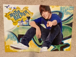 Justin Bieber Megan Fox magazine poster clipping teen idols Bravo skirt vintage