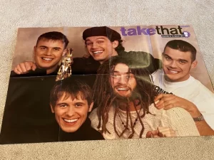 Take That Mark Owen Robbie Williams teen magazine poster clipping huge Bravo Bop