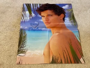 Taylor Lautner Taylor Swift teen magazine poster shirtless barefoot grass Twist