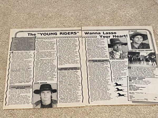 Ty Miller Josh Brolin Steve Baldwin teen magazine poster clipping Young Riders