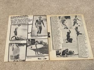 Bruce Penhall teen magazine pinup clipping shirtless barefoot sexy beach surf